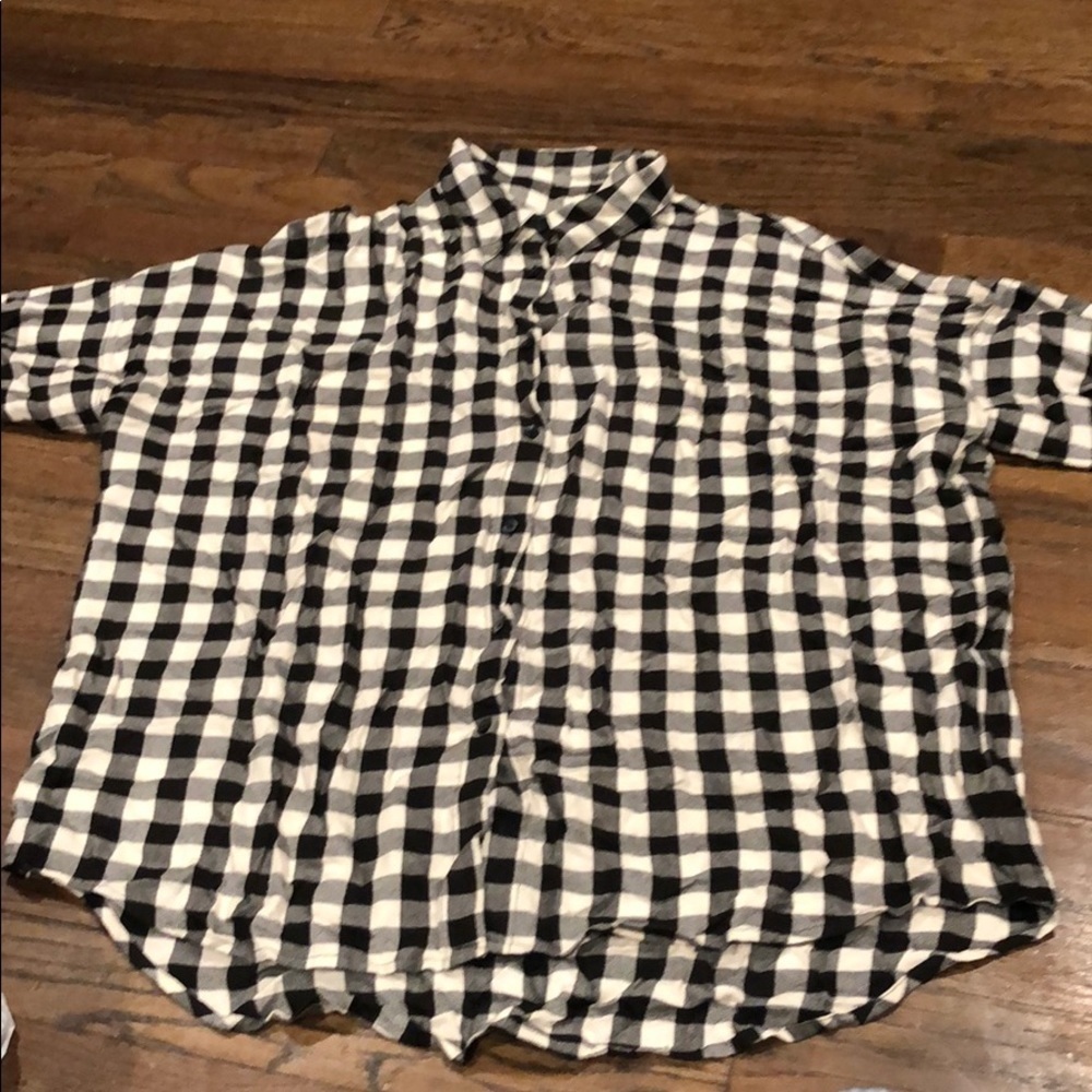 Short sleeve black and white madewell flannel S